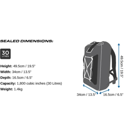 OverBoard wasserdichter Rucksack 30 Liter Blau