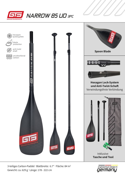 GTS NARROW 85 UD (3 teilig) SUP Paddel